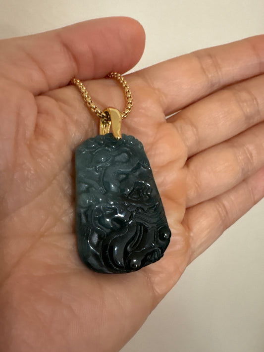 Blue Jade Dragon pendant