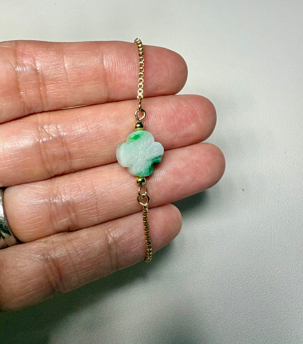 Mini Jade Clover slider bracelet (one size) (Copy)
