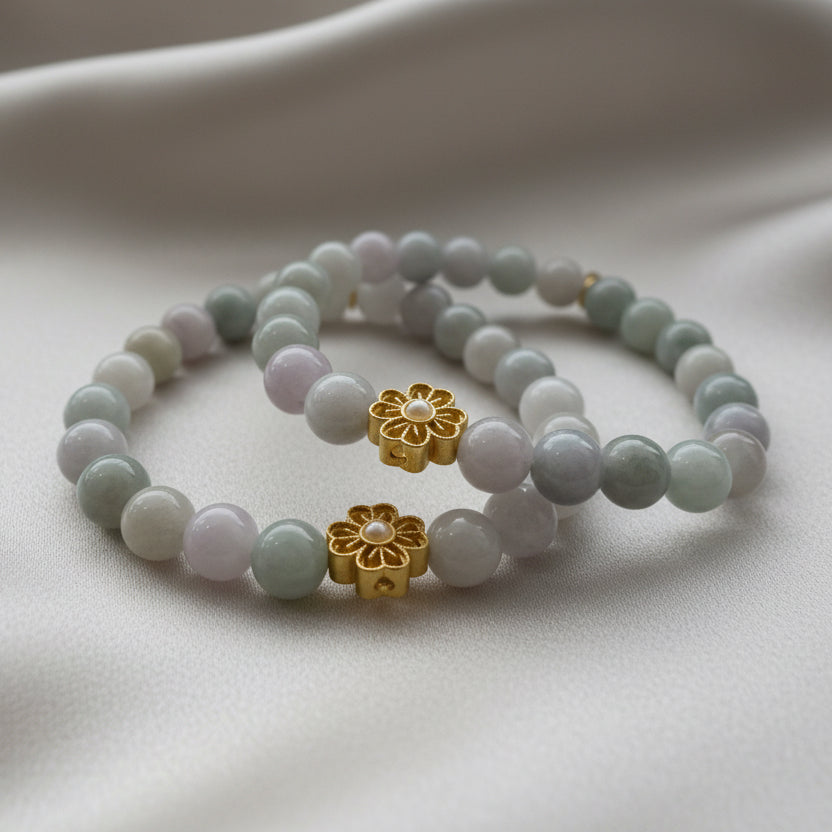 Blossom and Pearl Jade bracelet 8mm beads