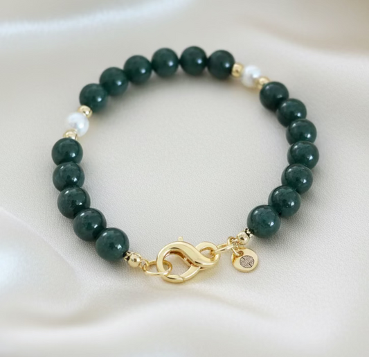 Versatile Rolo-chain necklace & Jade beads with additional Mother of Pearl Mandala pendant