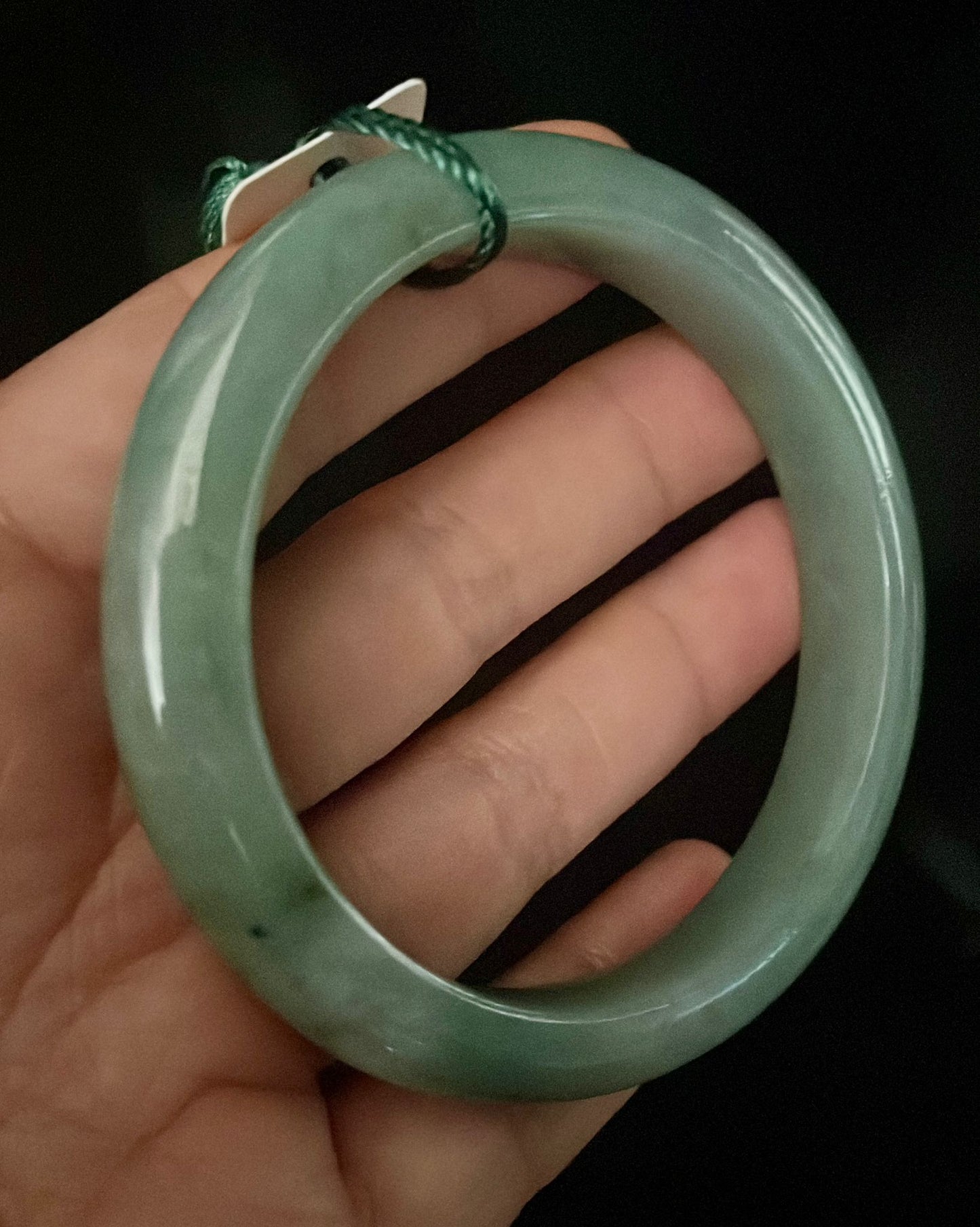 Mid green Burmese Jade bangle (M)
