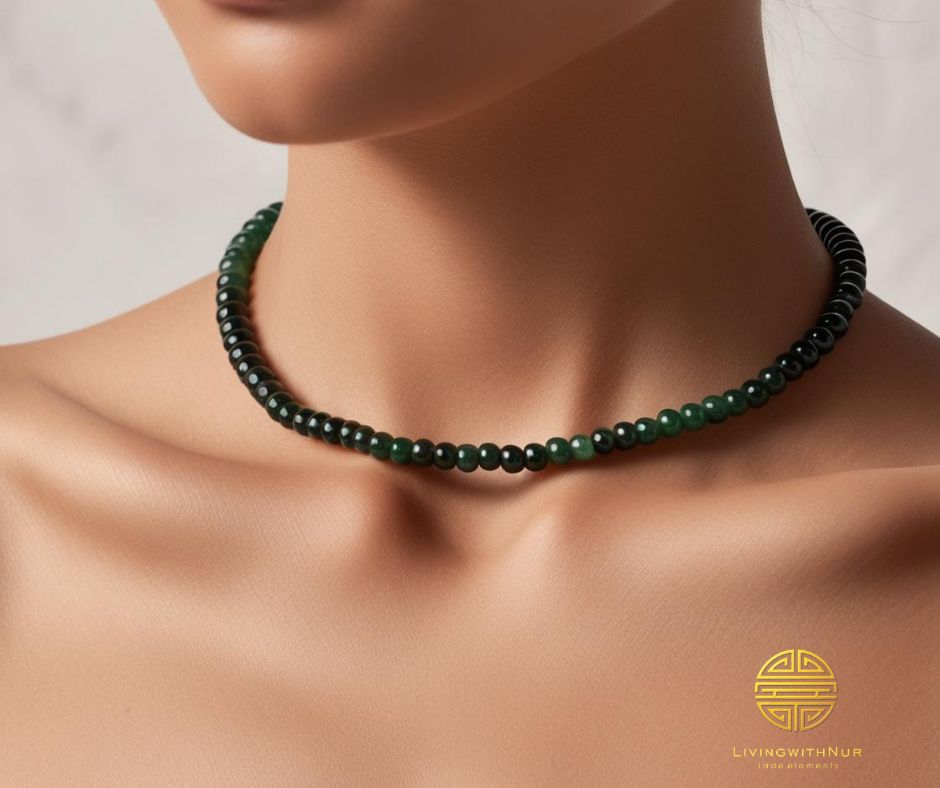 14" Jade choker necklace 4mm