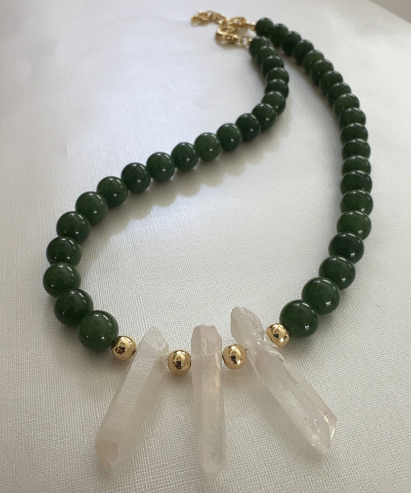 Jade necklace and Angel Crystal Quartz focal points