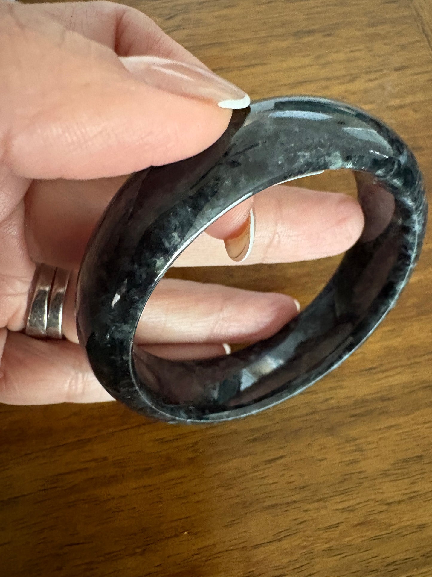 BLACK Burmese Jade bangle (S) 55.5mm
