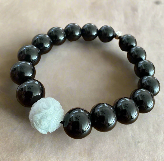 Protection Obsidian & Carved Jade