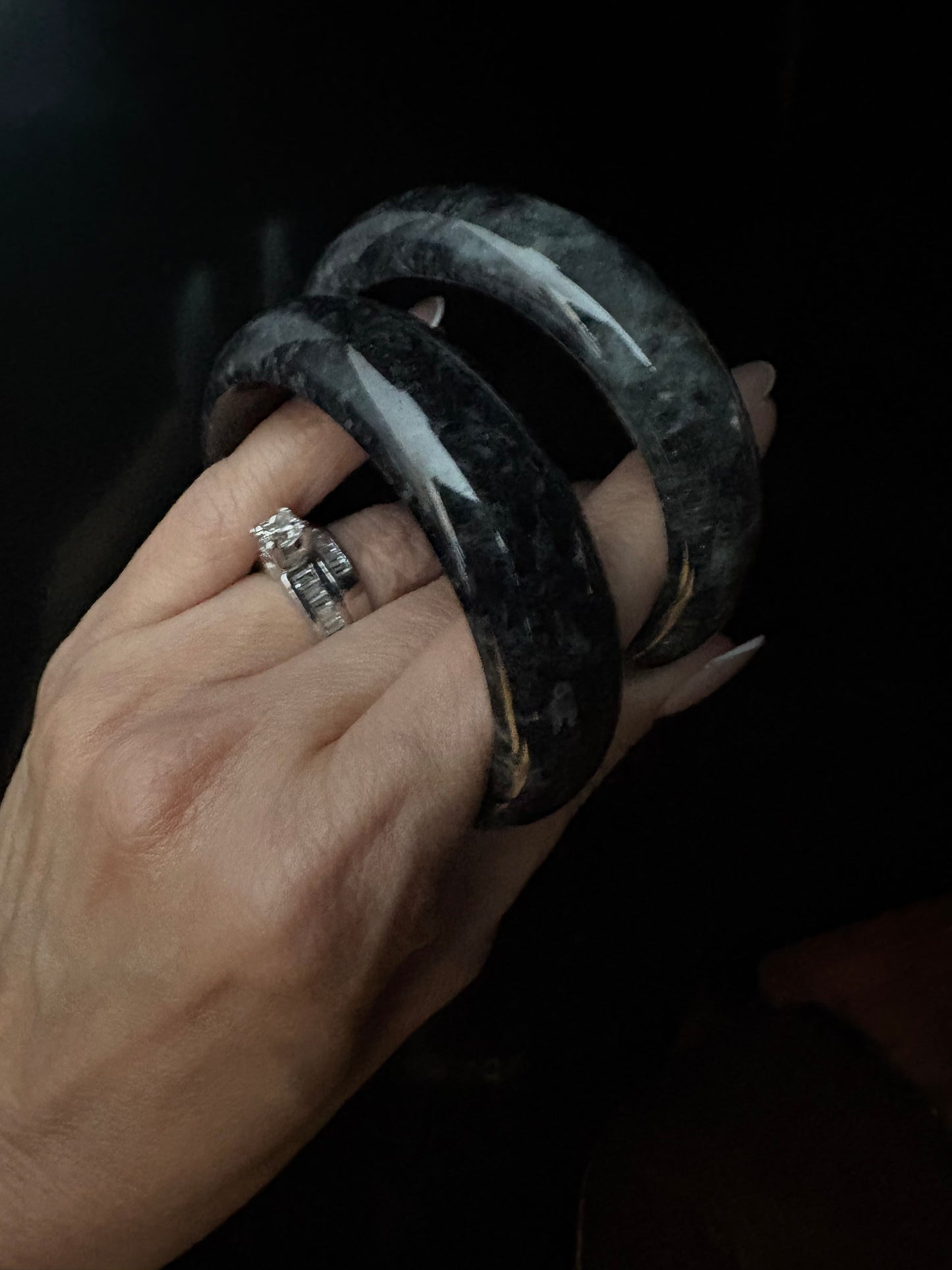 BLACK Burmese Jade bangle (S) 55.5mm