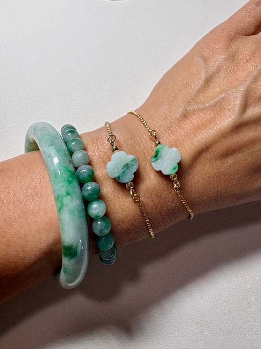 Mini Jade  Clover slider bracelet (one size) (Copy)