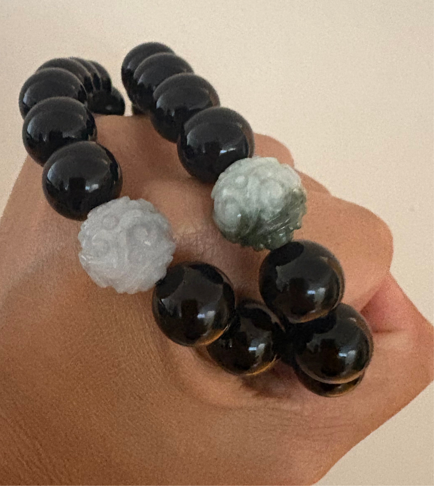 Protection Obsidian & Carved Jade