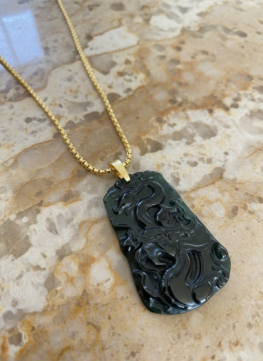 Blue Jade Dragon pendant